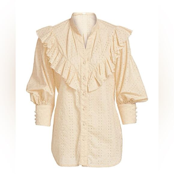 NWT New Johanna Ortiz Ecru Endless Curiosity Long Sleeve Ruffle Blouse Size 4 - Picture 5 of 13